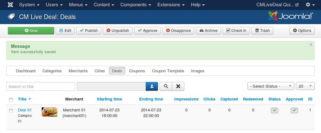 8.2 Create new deal in front-end 8.2.1 Merchant s deal list To allow merchants access the list of their deals, you need to create a new menu item for Deal Management page.