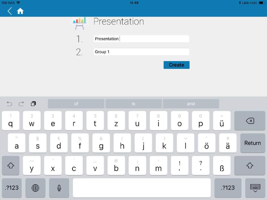 You can now give the presentation a name and optionally assign a group. Groups are also used here to structure and organize your presentations.