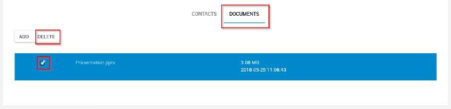 There you can click on the "Add" button to add another document or, after selecting an existing document, you can remove it with "Delete".