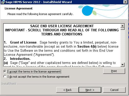 Review the Sage End User License Agreement in the License