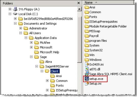 Step 2 - Install the Client 1. At the client machine, go to the shared folder on the server (either by using a UNC path or by creating a mapped drive) and, from the Client folder, double-click setup.