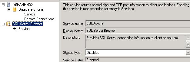 Enable the SQL Browser Service 7. Highlight SQL Server Browser in the left-hand panel.