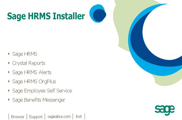 Install Sage HRMS Install Sage HRMS The installation of Sage HRMS consists of two separate installations: installing on the server and installing on clients. Important!