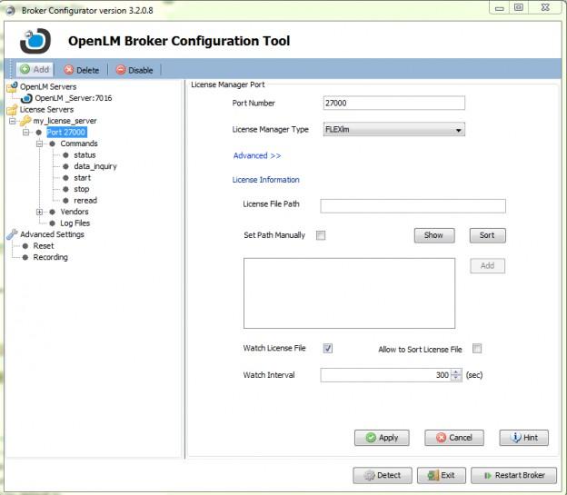 OpenLM Broker Installation Guide: Comprehensive KB4004b 10 5. License servers Commands The Commands menu sets the path to License manager commands.