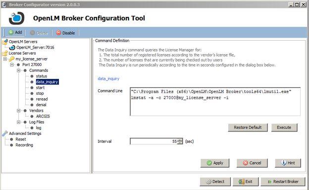 OpenLM Broker Installation Guide: Comprehensive KB4004b 14 5c-4. Restore default: Revert changes made to the command line prior to clicking the Apply button. 5c-5.