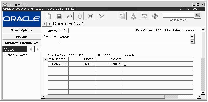 Administration Chapter 35 Currency Exchange Rates The Currency Exchange Rates module allows for the creation of multiple exchange rates per currency code.