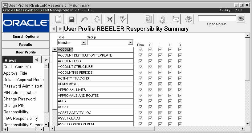 User Profile Records 4. Select the appropriate Responsibility from the list of values. 5. Enter a Start Date. If you leave the Start Date field blank, the system does not assign the Responsibility.