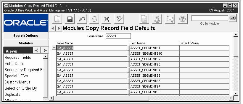 Modules Administration Forms Views Field Defaults view Copying Status Fields - Default values become very critical in cases where the record being copied includes a status field.
