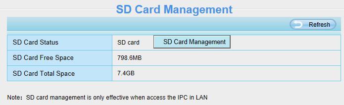 SD Card Management: After click the button, you should enter the username and password of the camera. Then you can manage the recording files of the camera in the SD card.