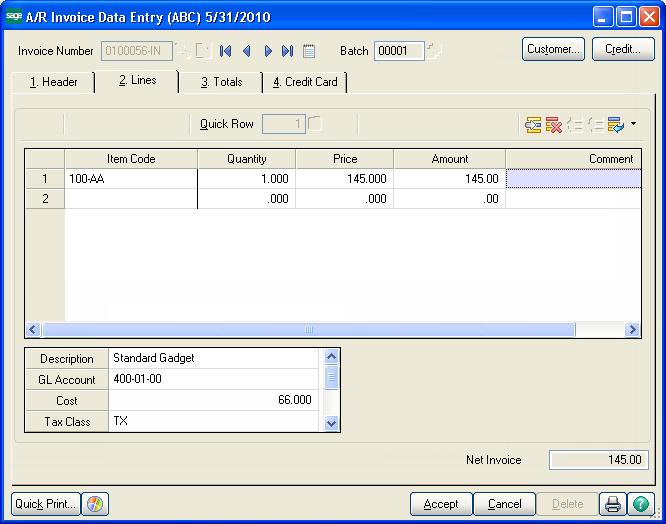Invoice 1000158-IN has the following settings: On the Invoice Data Entry Header tab, the WI tax schedule is selected.