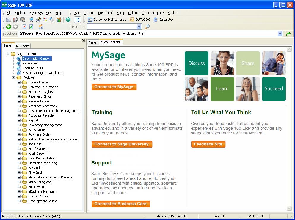 GETTING TO KNOW YOUR DESKTOP... About the Desktop Web Pages The Desktop Web pages available are the Information Center page, Resources page, Feature Tours page, and Business Insights Dashboard page.