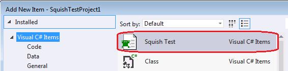 Right- click the SquishTestProject in Solution Explorer and select Add New