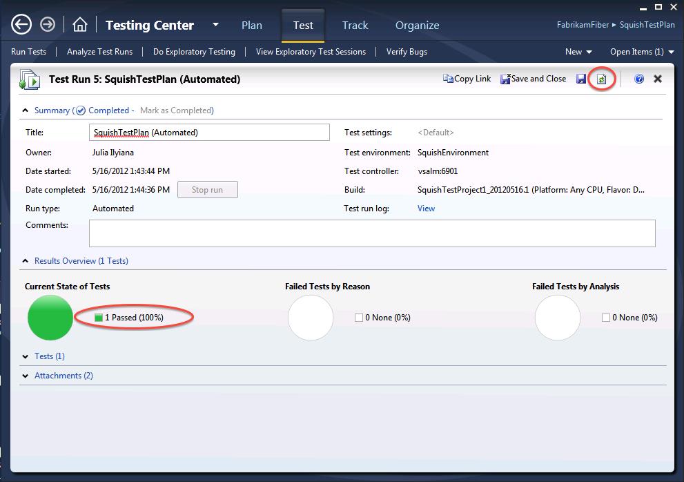 Figure 33 Run Options dialog 16. Wait for the test to be finished. To see the test result, click on the Refresh button.