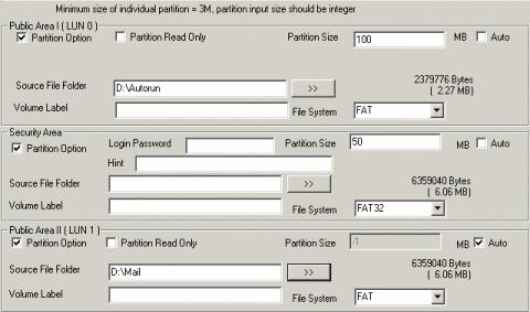 5. To use Autorun area you need select Partition Option first.