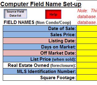 MAPPING THE COMPUTER FIELD NAMES The section in yellow must be filled out by the user one time in the Template.