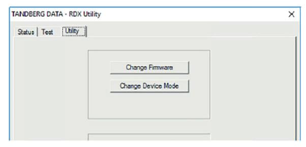 Start the RDX Utility and select (click) the drive to work with.