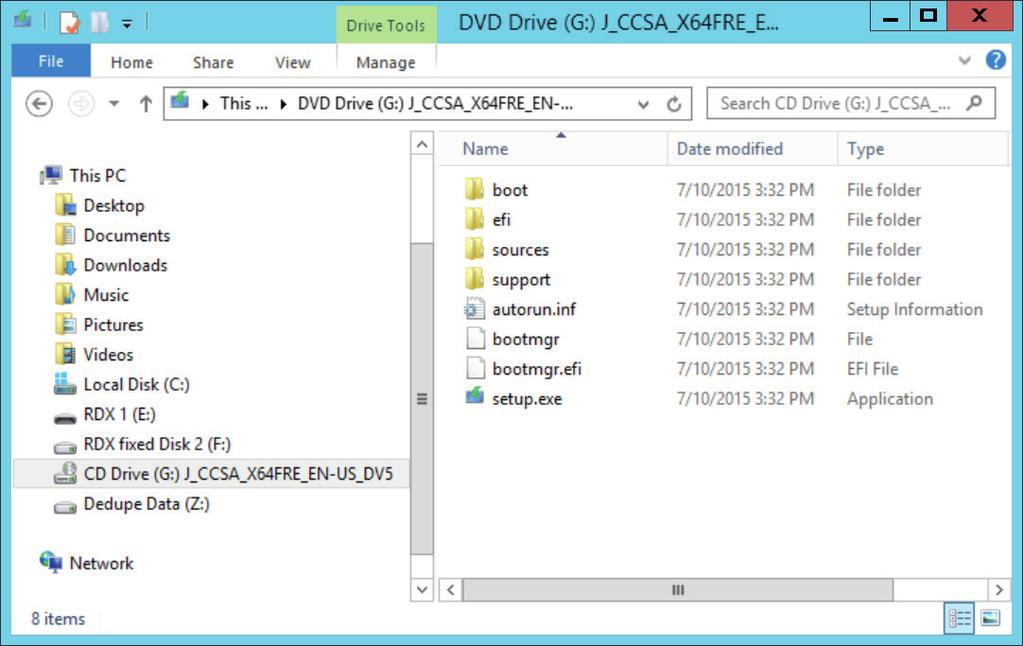Windows creates a virtual CD drive, which contains the boot files for starting the system and recovery process with