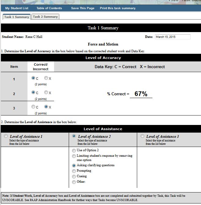 Completed Task Summary Page Step 18. Click on the Save This Page link button every time you update this page.