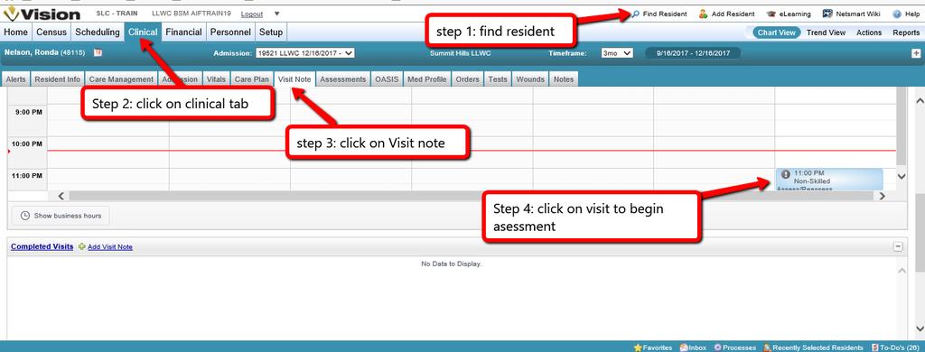 Initial Assess/Re-assess Visits When an assessment or re-assessment visit has been created.