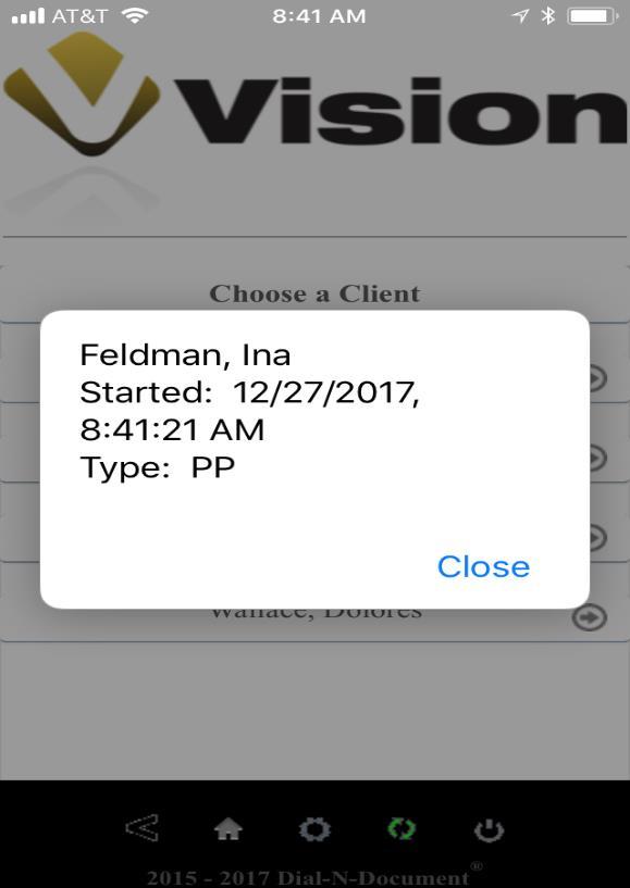 4. Verify the client name and date/time of service.
