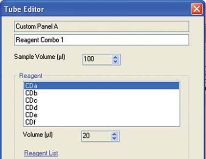 In the Panel Editor, select the custom panel and specify the reagent and lyse incubation times. Click OK to close the Panel Editor.