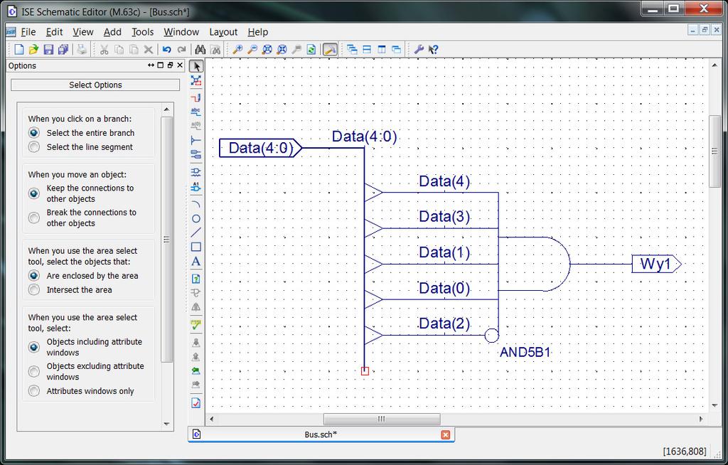 Fig. 3 The ECS schematic editor (with an example of multi-bit wide signal bus).