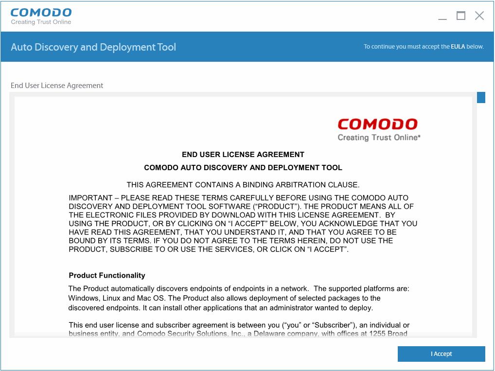 1.1.Get Started with ADDT ADDT can be downloaded from the 'Tools' section of Itarian/Comodo One. Login to Itarian/Comodo One at https://one.comodo.
