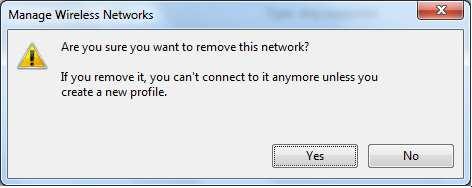 Click Yes when prompted to proceed. (Typically, a number of networks will be listed here. This is nothing to worry about.