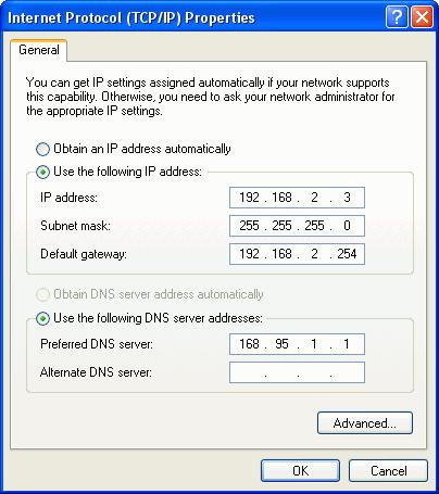 Click Use the following IP address and input the IP Address. The Static IP Address for the PC should be in the same domain as the one of the player.