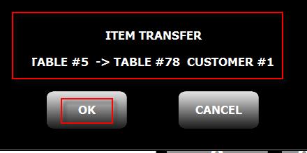 appropriate table Open the Table with the wrong item on it and touch STATUS: Enter the