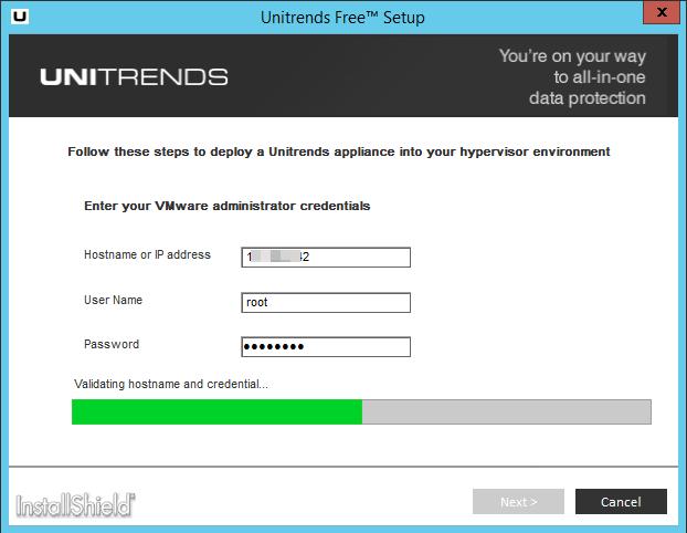 To deploy the Unitrends Free VM using the EXE installer 1 Save the EXE installer file to a Windows machine.