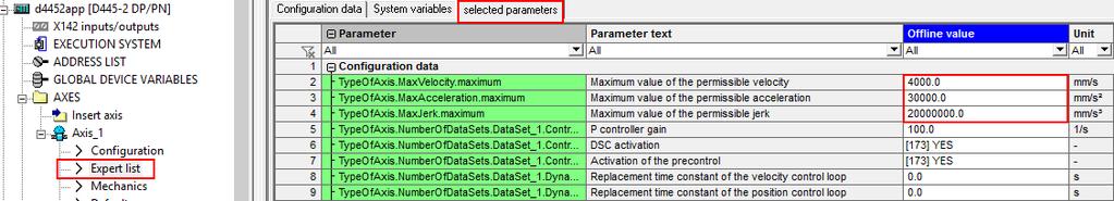 2.2 Setup the Axis Parameters The following axis parameters have to be setup.