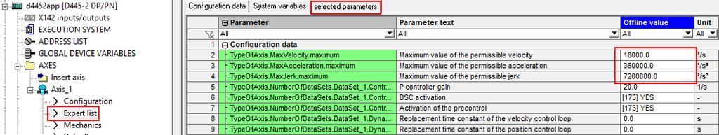 3.3 Setup the Axis Parameters The following axis parameters have to be setup.