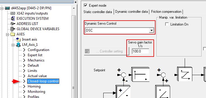 7.2 PLC Control Loop Within the technology object configuration set the servo gain factor (Kv factor) to 100.