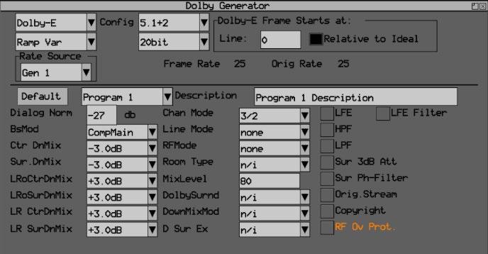 Optional Toolsets - Dolby [PHRXO-BDG] [PHRXO-DOLBY] Dolby Generator Generation of Dolby DE, DD and DD+ bitstreams