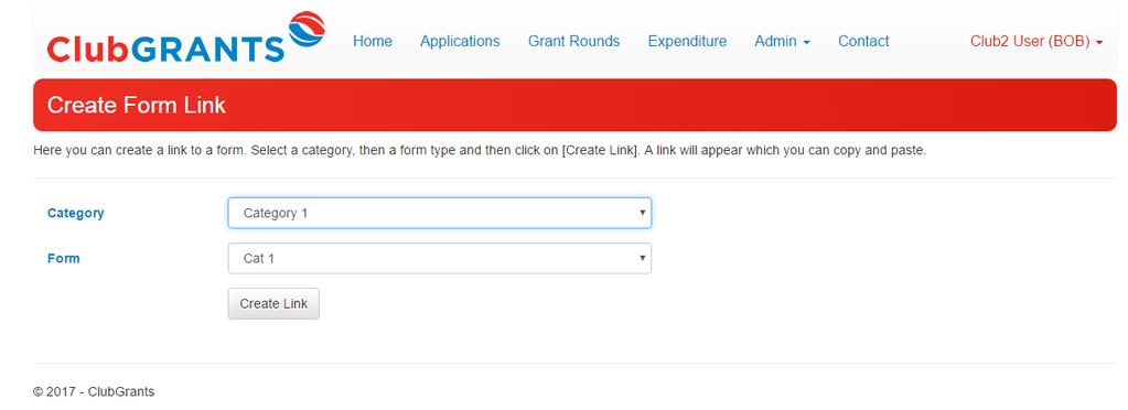 Chose Category and Form options here 4. Select Create Link.