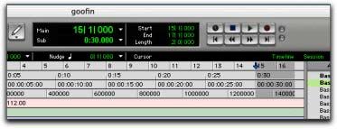 Pro Tools Interface Changes Transport Controls in the Edit Window The Transport commands can now be displayed and operated in the Edit window (at the top right of the window).