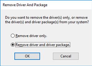 Uninstalling existing IP printer driver installations Fig. 7 5. To update to a new driver version, Remove driver and driver package ( Fig.