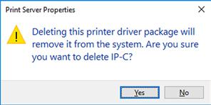 If only one IP printer is to be removed from among multiple installed IP printers, the selection Remove driver only ( Fig.