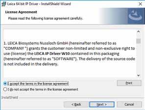If I do not accept the terms in the license agreement is selected, the driver will not be