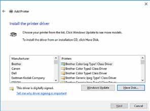 Install the IP printer driver and help files Warning NEVER select an IP C/IP