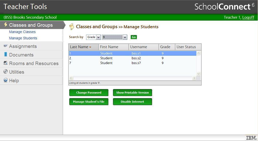 Manage Students Changing a Student s Password 1. Click CLASSES AND GROUPS from the Teacher Tools screen. 2. Click MANAGE STUDENTS. 3.