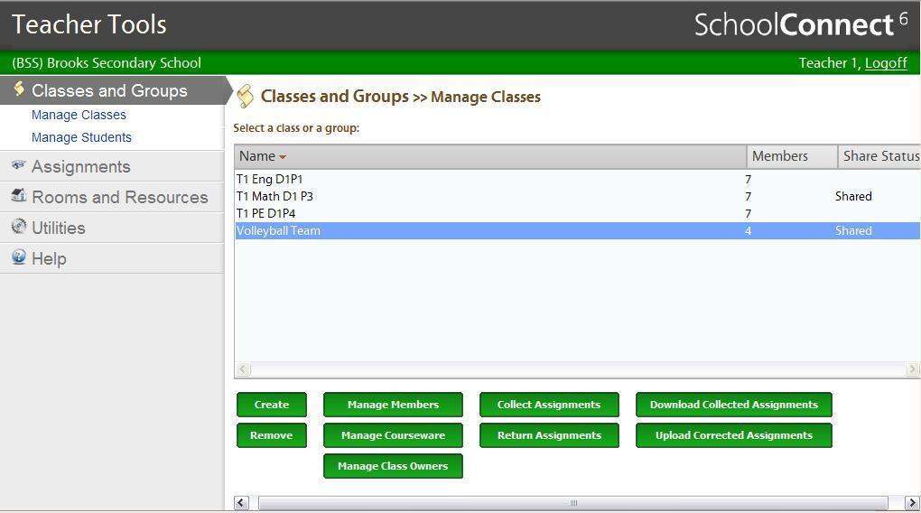 Manage Classes Create Classes allows teachers to create or delete classes and choose class icons that represent the different subjects.