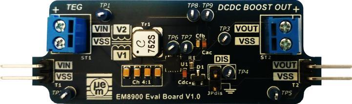 1 INTRODUCTION The EMEVB8900 board is targeted at rapid evaluation and prototyping of integrated energy harvesting solutions based on EM8900 device.