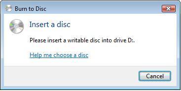 2. The Insert a disc prompt will appear and the disc tray will
