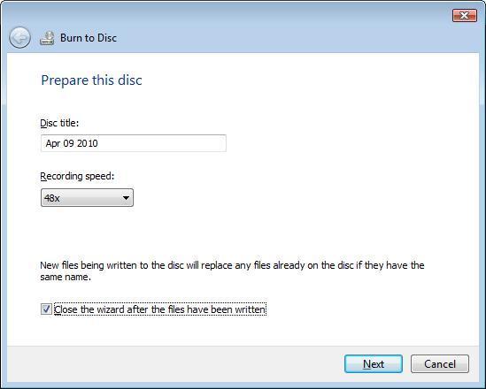 5. If the Burn to Disc window appears, click on Next. Follow the prompts to burn the update file to the disc. Need help?