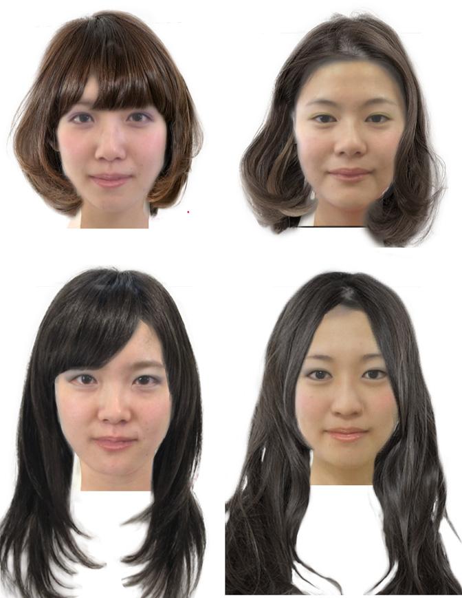 face images. We applied the combination of the following features for the face image synthesis. Makeup type: fresh, cute, cool, or elegant. Length of hair: long, medium, or short.