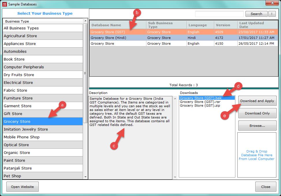 On successful restore of sample database, the window that is displayed is the main invoice