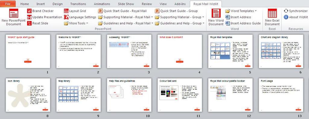 The Quick Start Guide offers a selection of slides.