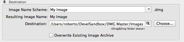 to create the archive, as an example in your document folder create a folder named DMG and use this folder to save your